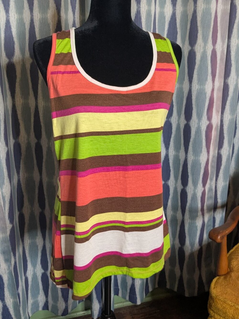 Annabelle USA Striped Tank Top 1X Colorful Sleeveless Summer Top